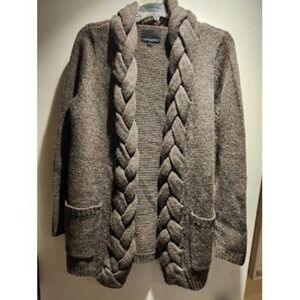 Cynthia Rowley Womens Cardigan Sweater Brown Braid Knit Open Front Casual